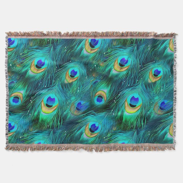 Peacock Glory Throw Blanket (Front)