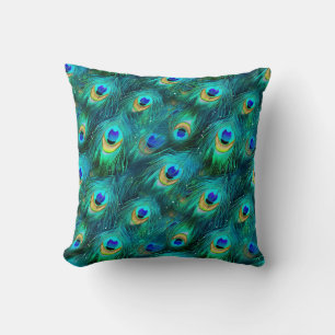 Peacock Glory Throw Pillow