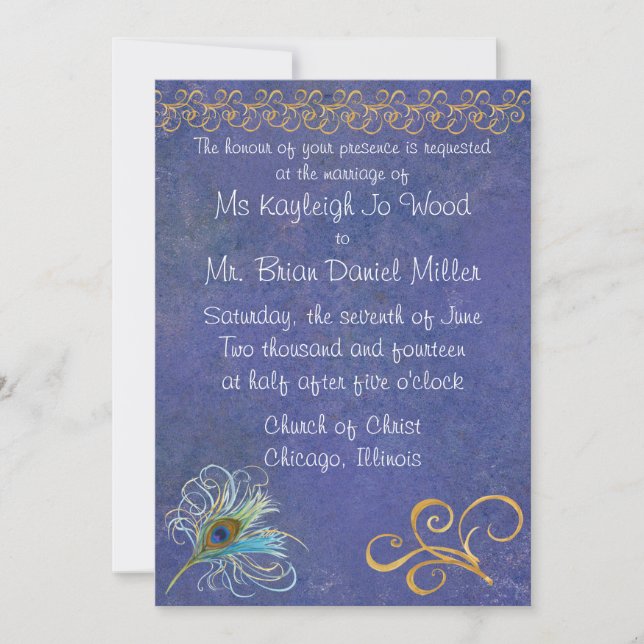 Peacock Glory Wedding Invitation (Front)