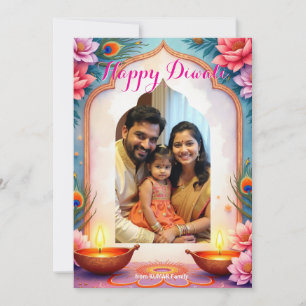 Peacock Glow Diwali Greeting Card