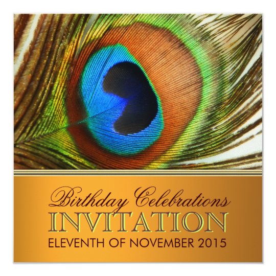 Peacock Goddess Birthday Party Invitations