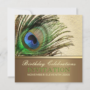 Peacock Goddess Feather Birthday Party Invitation