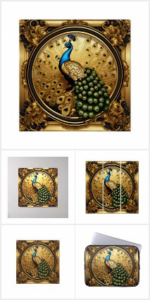 Peacock gold and black ornamental frame