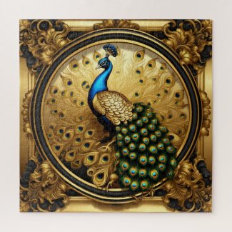 Peacock gold and black ornamental frame