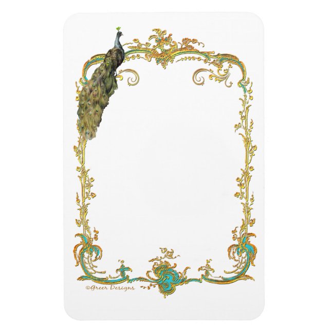 Peacock & Gold Fiigree Frame Magnet (Vertical)