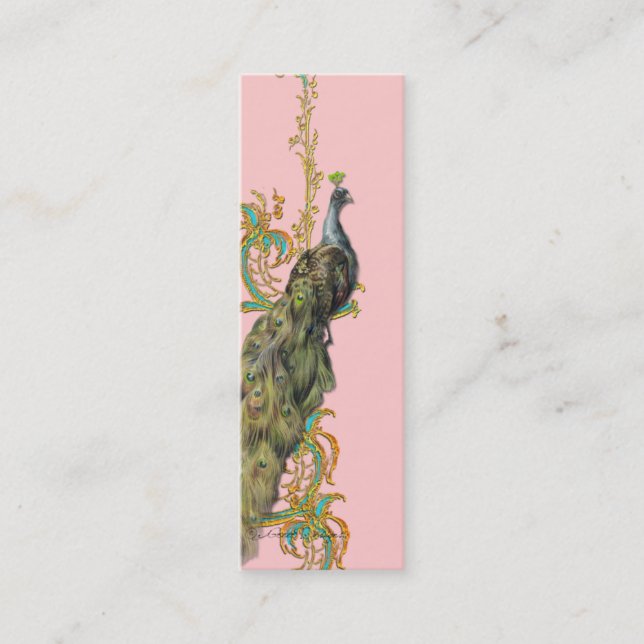 Peacock Gold Filigree Business/Profile Card (Front)