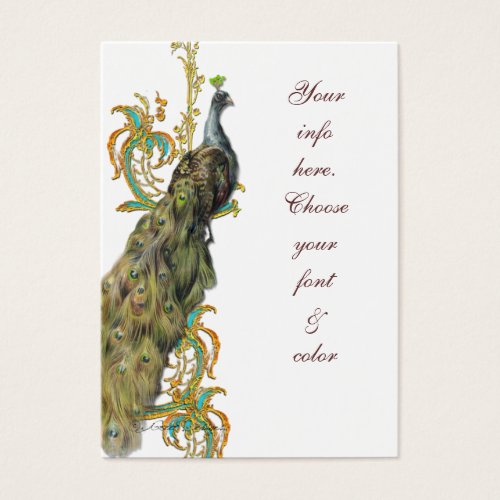 Peacock Gold Filigree Business/Table Place Card Business Card Templates