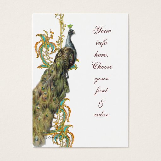 Customizable Peacock Gold Filigree Business/Table Place Card Business Card Templates