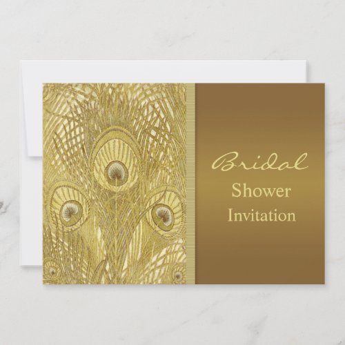 Peacock golden feathers Bridal Shower Personalized Invite