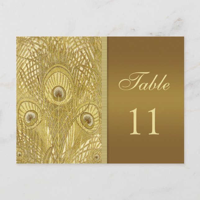 Peacock golden feathers Table Number (Front)