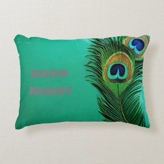 Peacock good night text accent pillow
