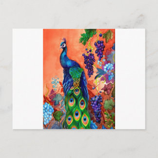 Peacock Grape Artwork Postcard