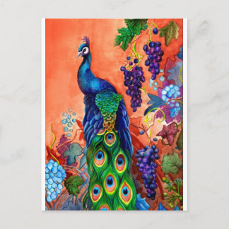 Peacock Grape Artwork Postcard