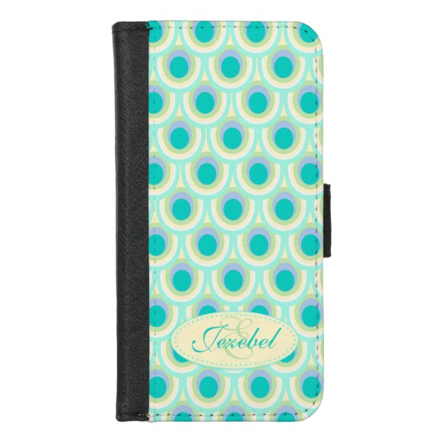 Peacock graphic oval patterned cell flap wallet (Front)