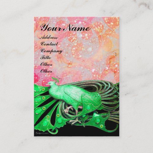 PEACOCK green black pink red sparkle Business Card