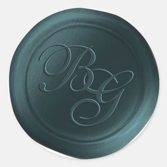 Peacock Green Double Monogram Wax Seal Stickers (Front)