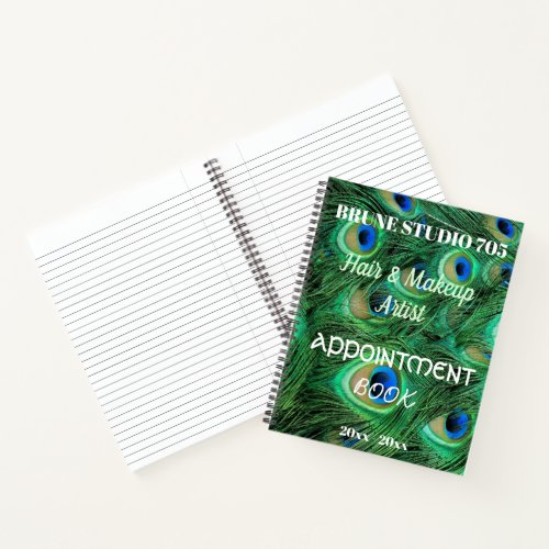 Peacock Green Feathers appointment book