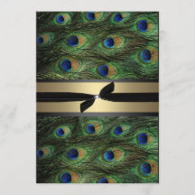 Peacock Green & Gold Wedding Invitation