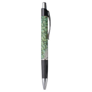 Peacock Green Grey Feathers Pen