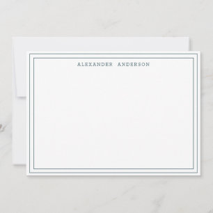 Peacock Green Modern Professional Double Border  Note Card