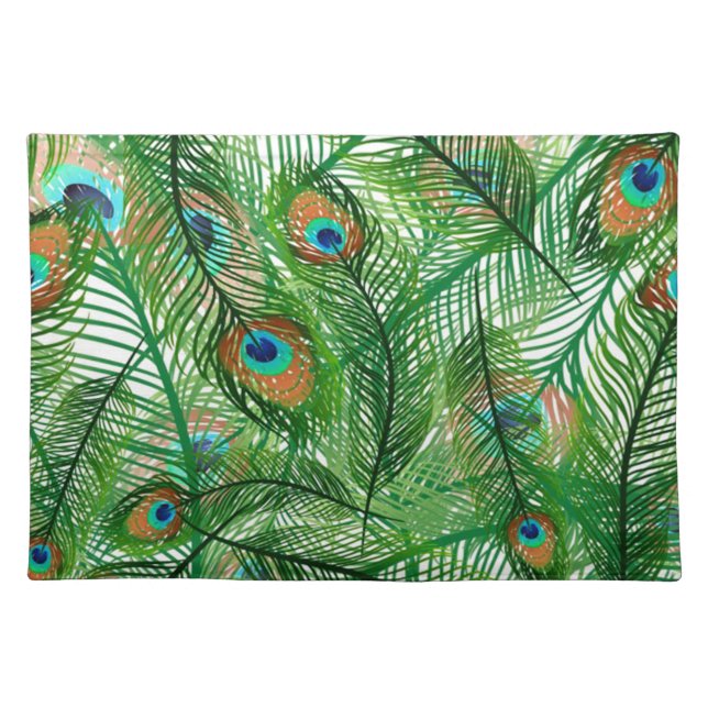 Peacock green pattern cloth placemat (Front)
