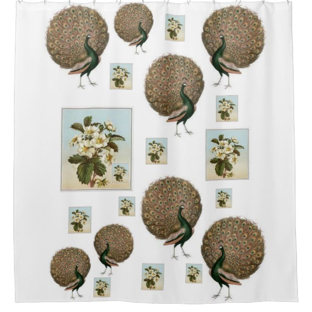 peacock green white flowers showercurtain shower curtain (Front)