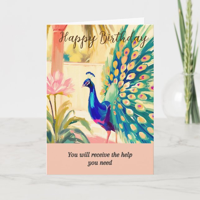 peacock happy birthday card (Front)