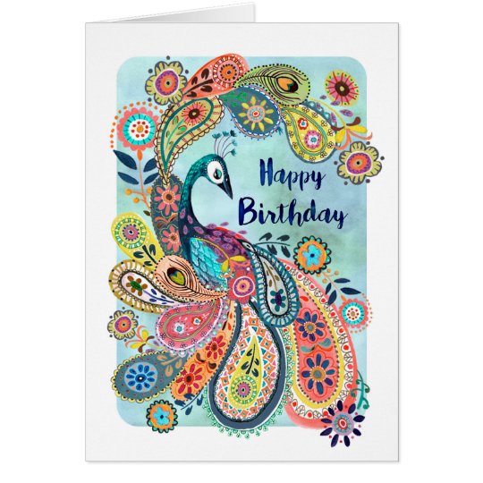 Peacock Happy Birthday | Greeting Card | Zazzle.com