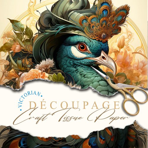 Peacock Hat Anthropomorphic Art Nouveau Craft Tissue Paper