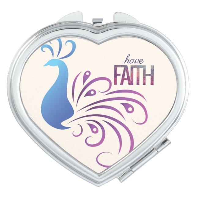 Peacock Heart Compact Mirror (Front)