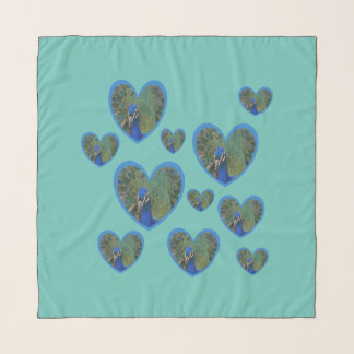 Peacock Hearts Pattern Chiffon Scarf