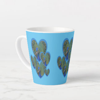 Peacock Hearts Pattern Cust. BC Blue Latte Mug