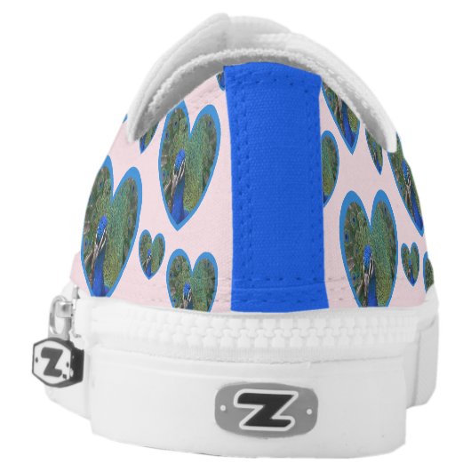 Peacock Hearts Pattern Zipz Low Shoes (Left Shoe Back)
