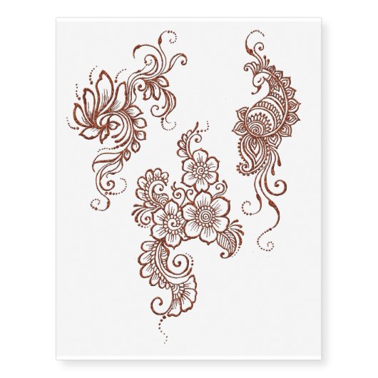 peacock henna design temporary tattoo sheet (Front)