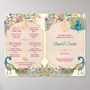 Peacock Hindu wedding details rituals program Poster