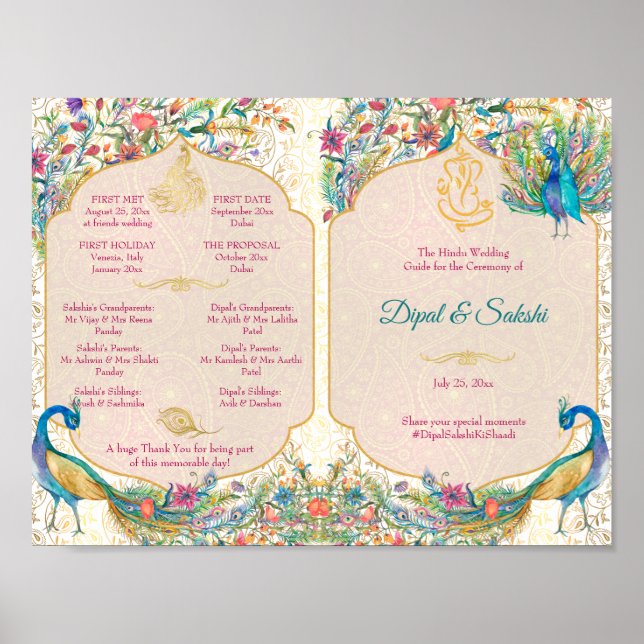 Peacock Hindu wedding details rituals program  Poster (Front)