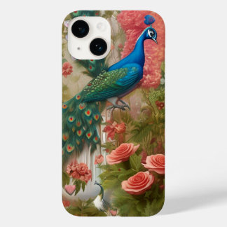 Peacock in Apricot Rose Garden Case-Mate iPhone 14 Case