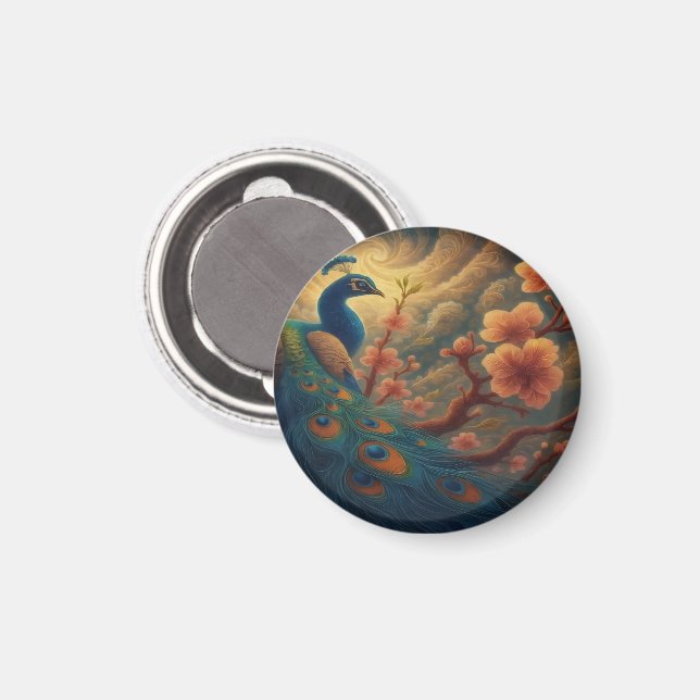 Peacock in Blossom Magnet (Front/Back)