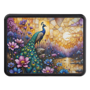 Peacock in Floral Landscape Hitch Cover