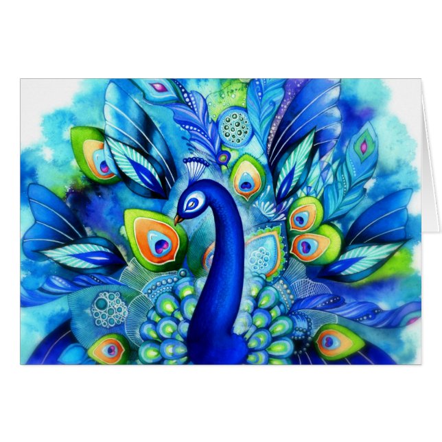 Peacock in Full Bloom Cards (Front Horizontal)