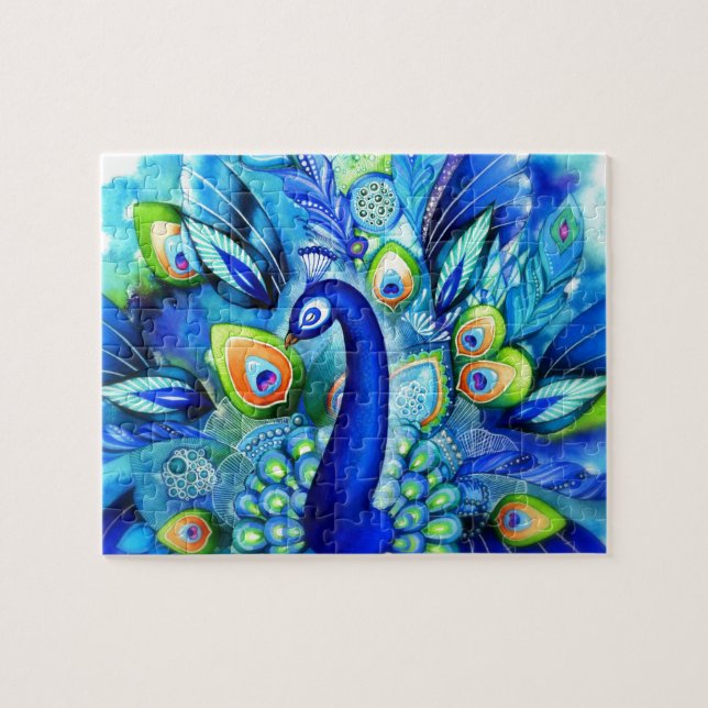 Peacock in Full Bloom Jigsaw Puzzle (Horizontal)