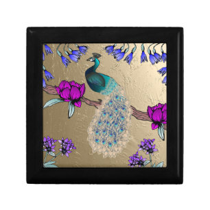 Peacock In Gold Gift Box
