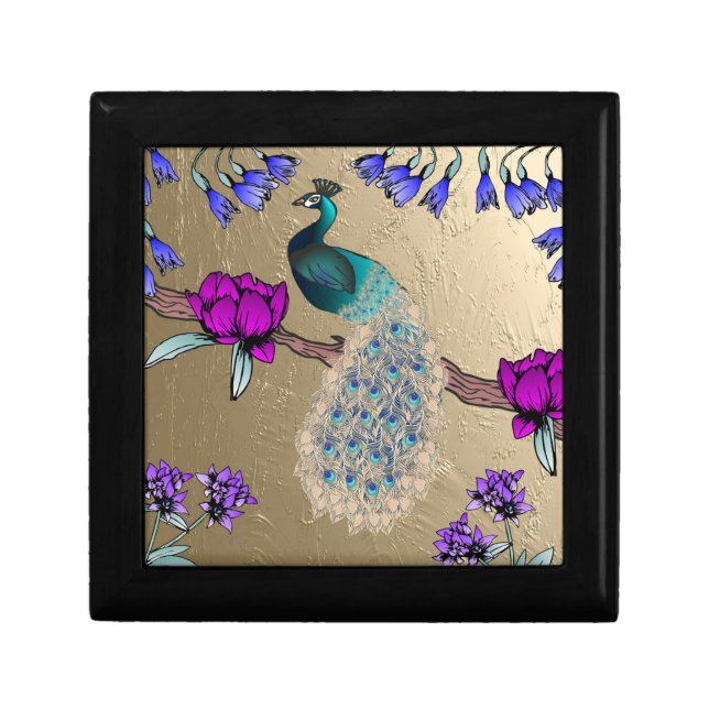 Peacock In Gold Gift Box (Front)