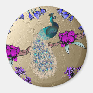 Peacock In Gold Magnet