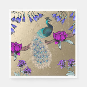 Peacock In Gold Napkins