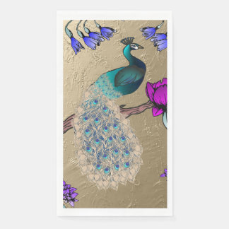 Peacock In Gold Paper Guest Towels