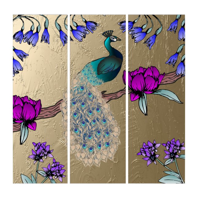 Peacock In Gold Triptych (Front)