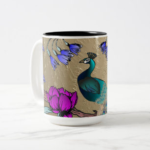 Peacock In Gold Two-Tone Coffee Mug