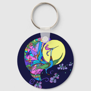 Peacock in Moonlight Keychain