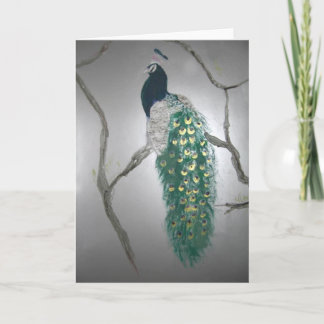 Peacock in Morning Card